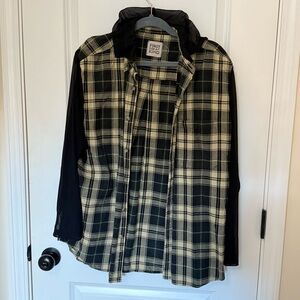Furst of a Kind Plaid Flannel Shirt with Mesh Sleeves and Hood